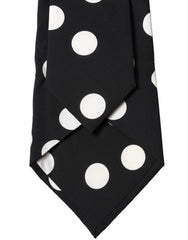 Dolce & Gabbana Black White Polka Dot Silk Adjustable Women Necktie Tie