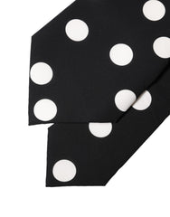 Dolce & Gabbana Black White Polka Dot Silk Adjustable Women Necktie Tie