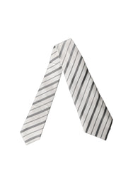 Dolce & Gabbana Black White Stripes Silk Adjustable Women Necktie Tie