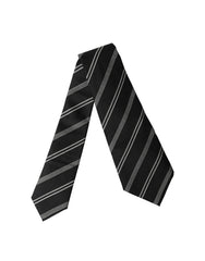 Dolce & Gabbana Black White Stripes Silk Adjustable Women Necktie Tie