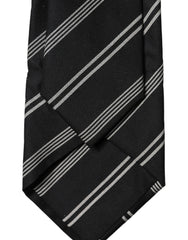 Dolce & Gabbana Black White Stripes Silk Adjustable Women Necktie Tie
