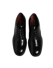 Dolce & Gabbana Black Calfskin Leather Derby Men Dress Shoes