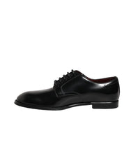 Dolce & Gabbana Black Calfskin Leather Derby Men Dress Shoes
