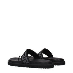 Versace Black Fabric Flip-Flop Sandals