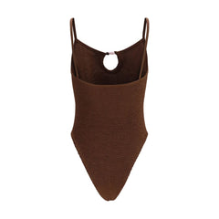 Hunza G Brown Polyamide One-Piece Swimsuit