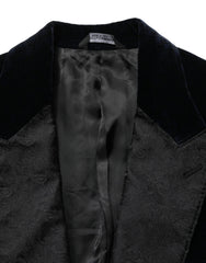 Dolce & Gabbana Black Cotton Single Breasted Jacket Blazer