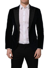 Dolce & Gabbana Black Cotton Single Breasted Jacket Blazer