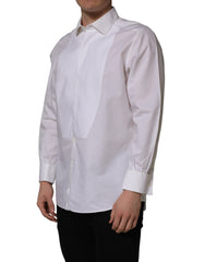 Dolce & Gabbana White Bib Cotton Poplin Dress Formal Shirt