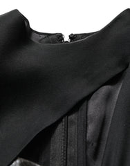 Dolce & Gabbana Black Silver OneShoulder Cocktail Gown Dress