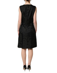 Dolce & Gabbana Black Floral Jacquard Sleeveless A-line Dress