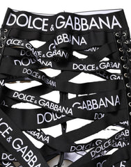 Dolce & Gabbana Black Logo Tape Cut Out Skinny High Waist Pants