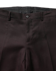 Dolce & Gabbana Brown Straight Leg Dress Silk Trousers Pants