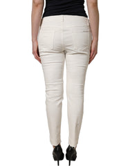 Dolce & Gabbana White Tattered Skinny Cotton Denim Jeans