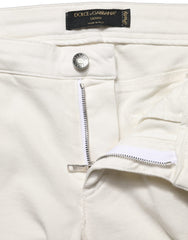 Dolce & Gabbana White Tattered Skinny Cotton Denim Jeans