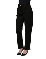 Dolce & Gabbana Black Tapered Leg Dress Cotton Trousers Pants