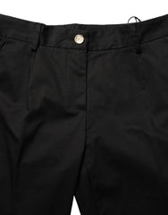 Dolce & Gabbana Black Tapered Leg Dress Cotton Trousers Pants