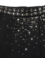 Dolce & Gabbana Black Crystal Embellished High Slit Skirt