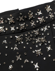 Dolce & Gabbana Black Crystal Embellished High Slit Skirt
