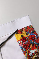Dolce & Gabbana Multicolor Brocade Jewelled High Waist Hotpants Skirt