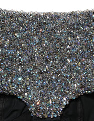 Dolce & Gabbana Black Rhinestone High Waist Hotpants Shorts