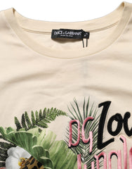 Dolce & Gabbana Beige Jungle Print Cotton Round Neck T-Shirt
