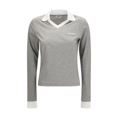 Miu Miu Gray Cotton Long Sleeve T-Shirt