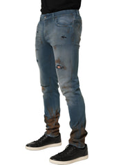 Dolce & Gabbana Blue Distressed Mid Waist Skinny Denim Jeans