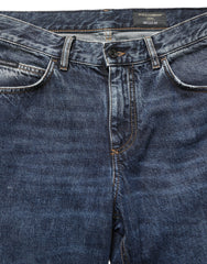 Dolce & Gabbana Dark Blue Washed Mid Waist Straight Men Denim Jeans