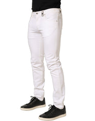Dolce & Gabbana White Cotton Skinny Mid Waist Denim Jeans