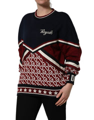 Dolce & Gabbana Blue Red Paneled 'Royals' Patch Sweatshirt Sweater