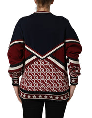 Dolce & Gabbana Blue Red Paneled 'Royals' Patch Sweatshirt Sweater