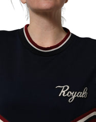 Dolce & Gabbana Blue Red Paneled 'Royals' Patch Sweatshirt Sweater
