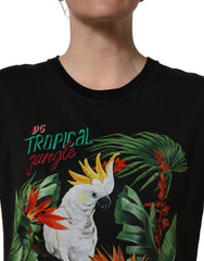 Dolce & Gabbana Black Tropical Jungle Round Neck T-shirt
