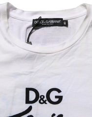 Dolce & Gabbana White D&G is Flowers Print Round Neck T-shirt