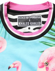 Dolce & Gabbana Multicolor Flamingo ZebraStriped Trim T-shirt