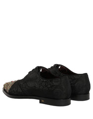Dolce & Gabbana Black Embellished Men Derby Dress Formal Shoes