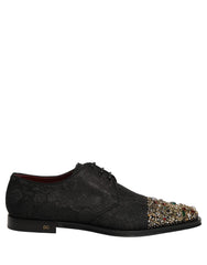 Dolce & Gabbana Black Embellished Men Derby Dress Formal Shoes