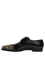Dolce & Gabbana Black Embellished Derby Dress Formal Shoes