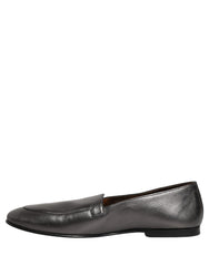 Dolce & Gabbana Silver Leather DG Logo Slip On Loafers Shoes