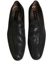 Dolce & Gabbana Black Brocade Men Slip On Dress Loafers Shoes