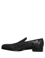 Dolce & Gabbana Black Brocade Men Slip On Dress Loafers Shoes
