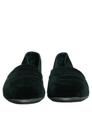Dolce & Gabbana Green Velvet Slip On Men Flats Loafers Shoes