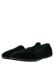 Dolce & Gabbana Green Velvet Slip On Men Flats Loafers Shoes
