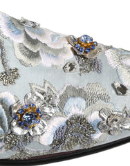 Dolce & Gabbana White Floral Embellished Men Loafers  Shoes