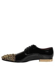 Dolce & Gabbana Black Embellished Men Derby Dress Formal Shoes