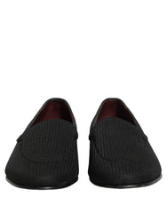 Dolce & Gabbana Black Woven Men Slip On Dress Loafers Shoes