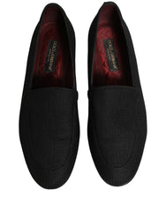 Dolce & Gabbana Black Woven Men Slip On Dress Loafers Shoes