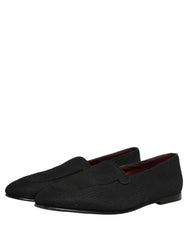 Dolce & Gabbana Black Woven Men Slip On Dress Loafers Shoes