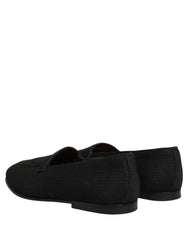 Dolce & Gabbana Black Woven Men Slip On Dress Loafers Shoes