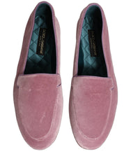 Dolce & Gabbana Pink Velvet Slip On Men Flats Loafers Shoes